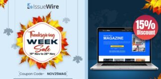 Get a 15% Discount on Online PR Magazine from IssueWire This Thanksgiving