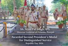 Arun Pal Singh IPS Awarded Second President’s Medal for Distinguished Service on Republic Day 2026