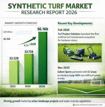 Synthetic Turf Market to Surpass USD 6.16 Billion by 2034 amid Steady 6.5% CAGR Growth