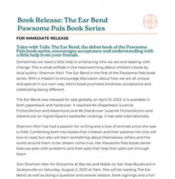 Tales with Tails: The Ear Bend, the debut book of the Pawsome Pals series, encourages acceptance with help from friends.
